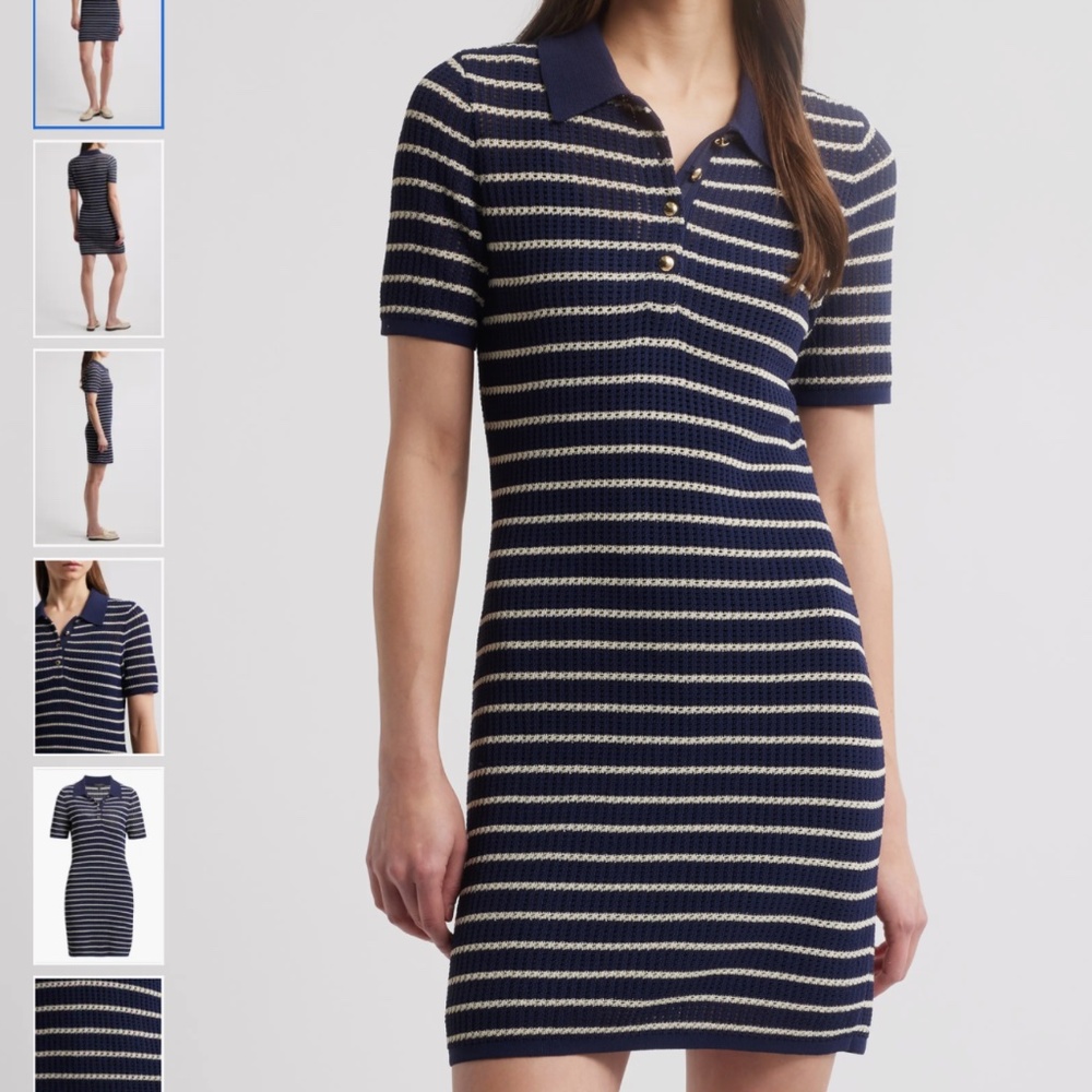 rag & bone Viola Stripe Polo Sweater Minidress, size XL